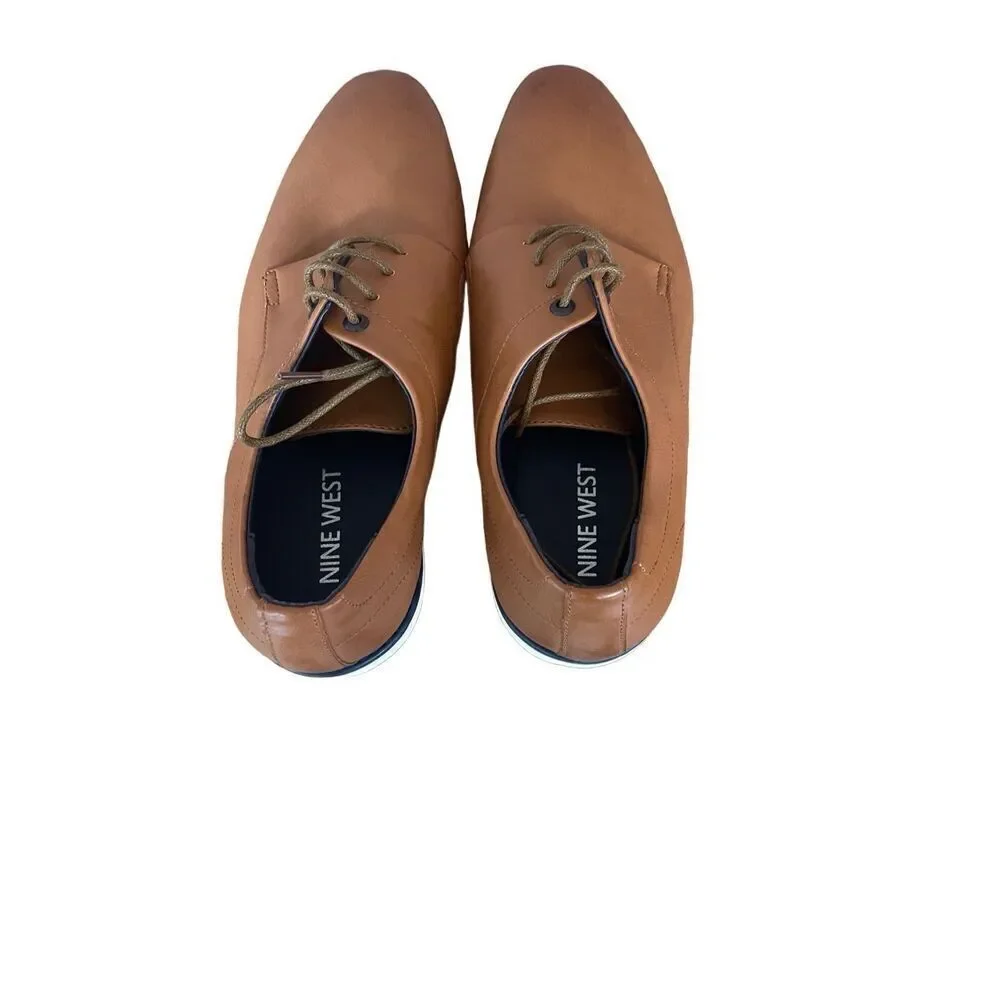 Nine West Men's Brown Lace Up Almond Toe Mathias Oxford Dress Shoes Size 11M